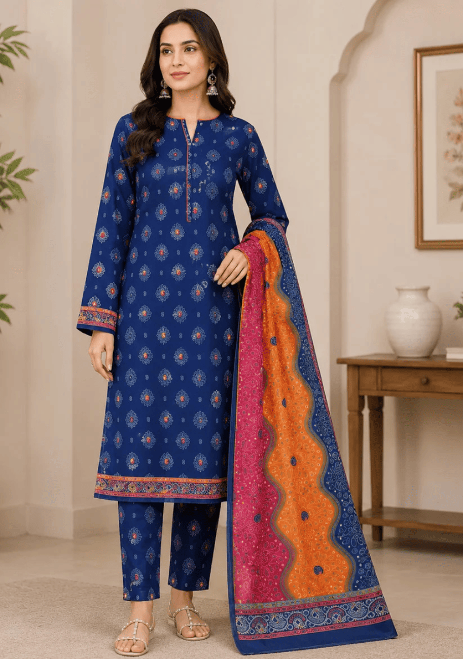 Bin Saeed Luxury Lawn 3Pc Suit Vol-3D9