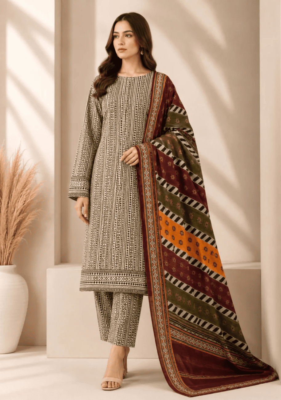 Bin Saeed Luxury Lawn 3Pc Suit Vol-3D4