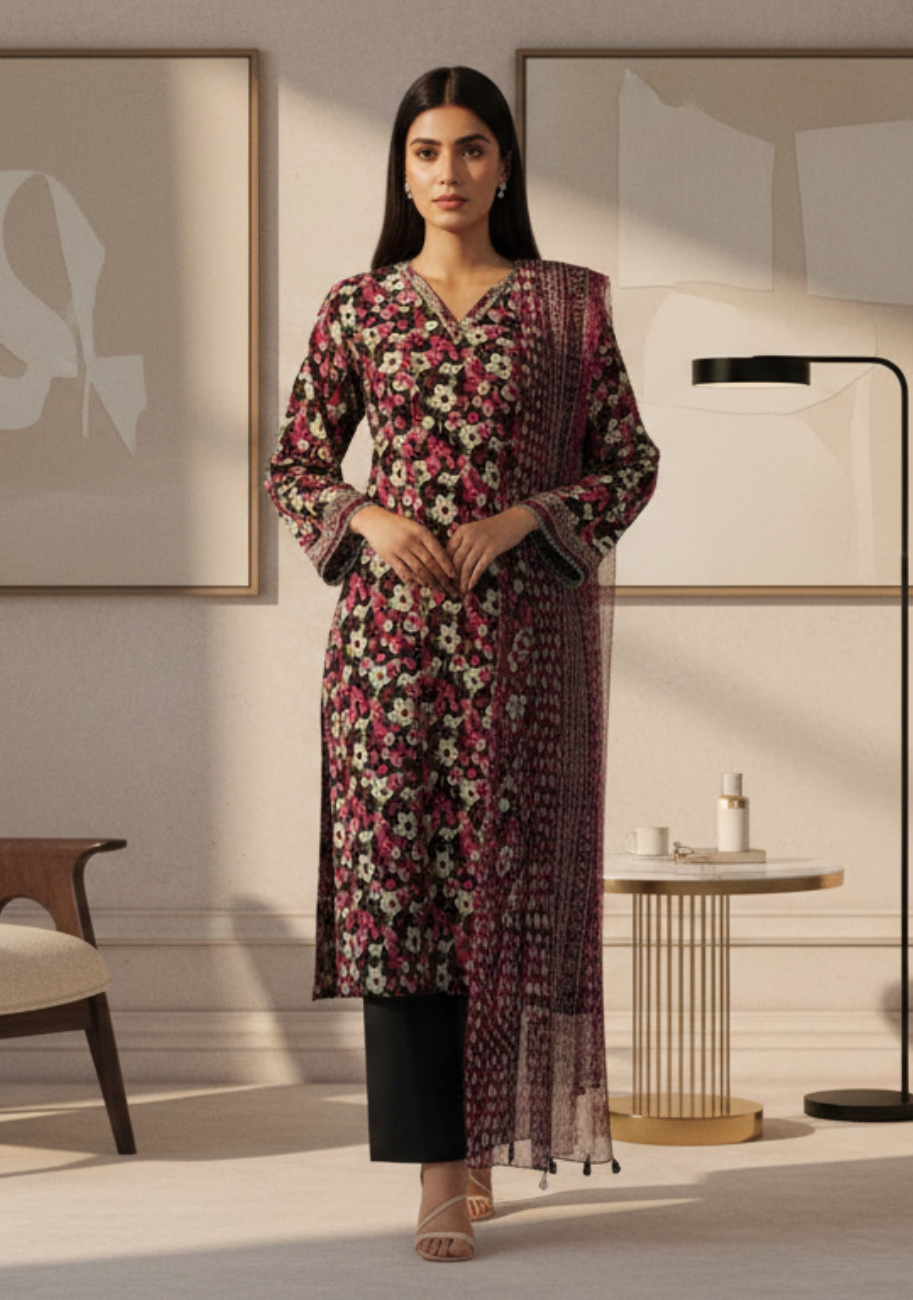 Sapphire Printed Premium Lawn 3pc D9