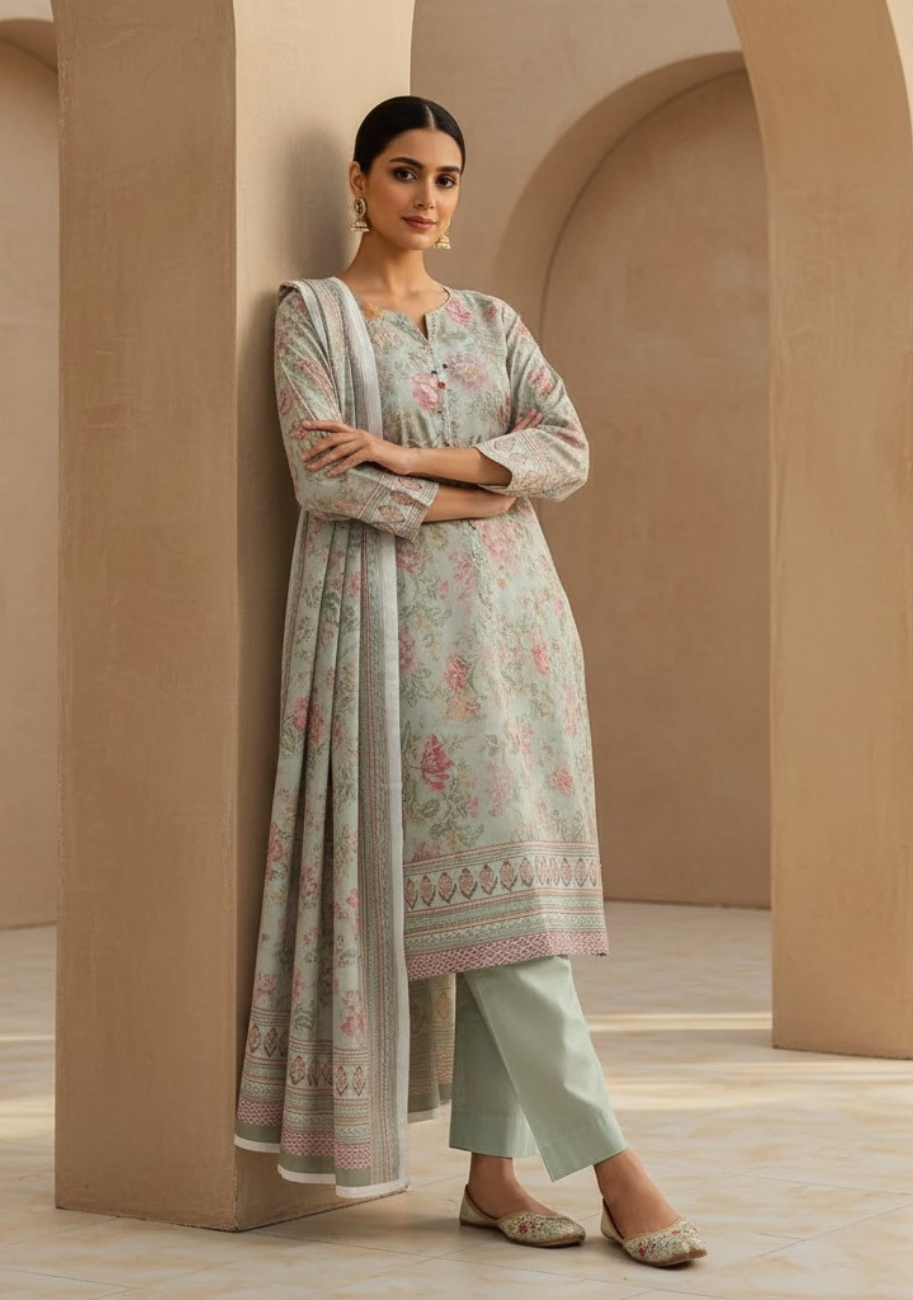 Safina Premium Printed Lawn 3pc Suit D5