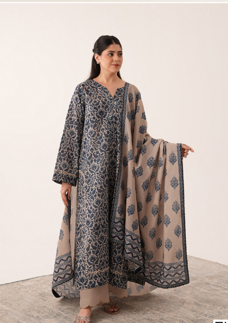 Agha Noor Printed Khaddar 3pc D2