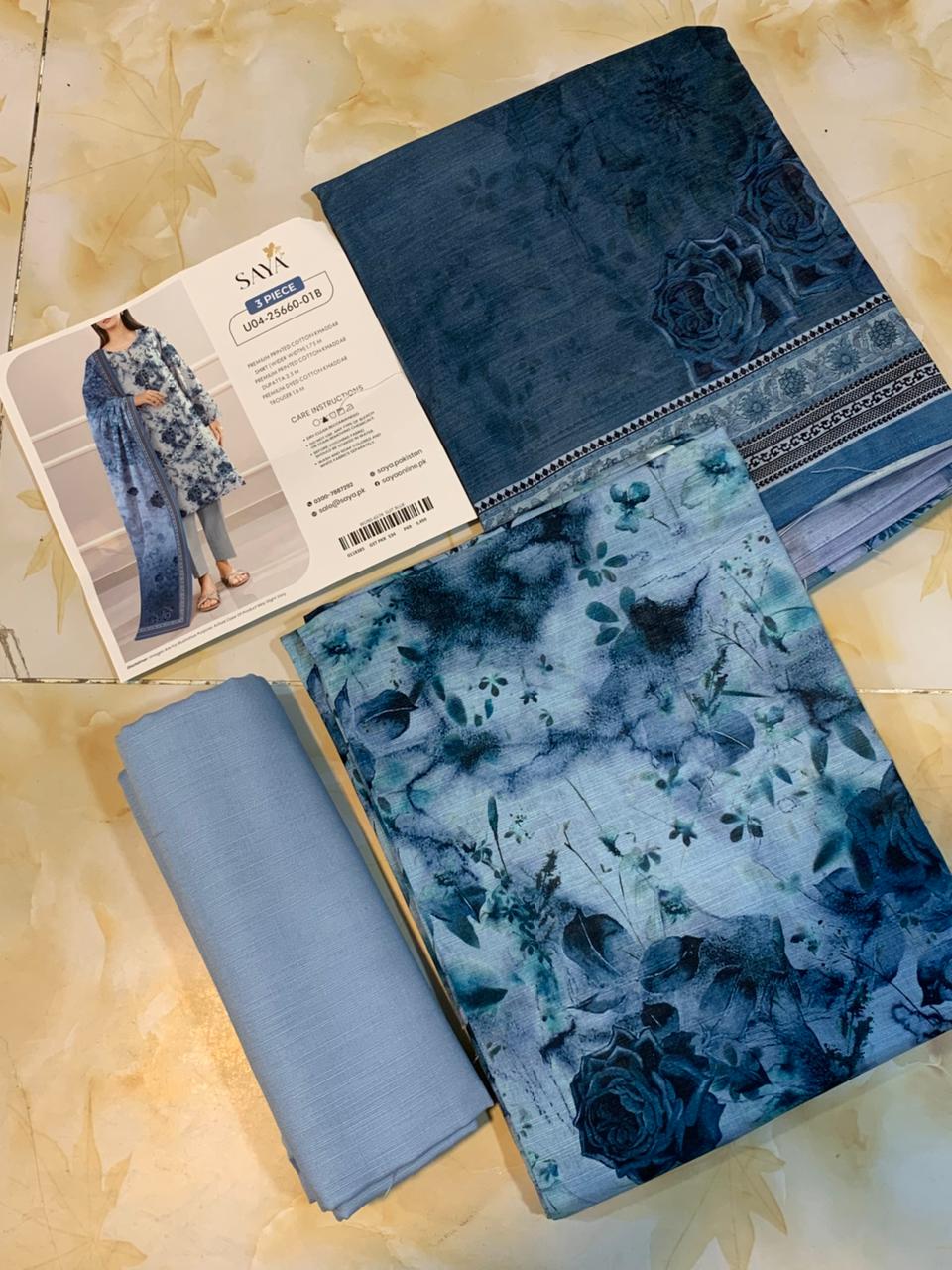 Saya Printed Cotton Khaddar 3pc D2