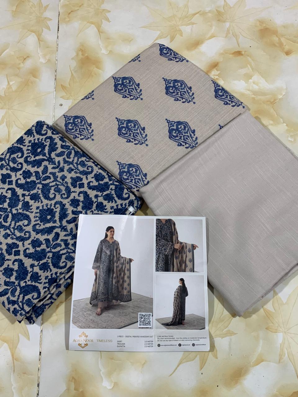 Agha Noor Printed Khaddar 3pc D2