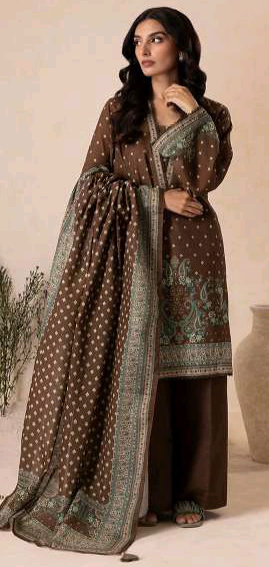 Zellbury Printed Khaddar 3pc D3