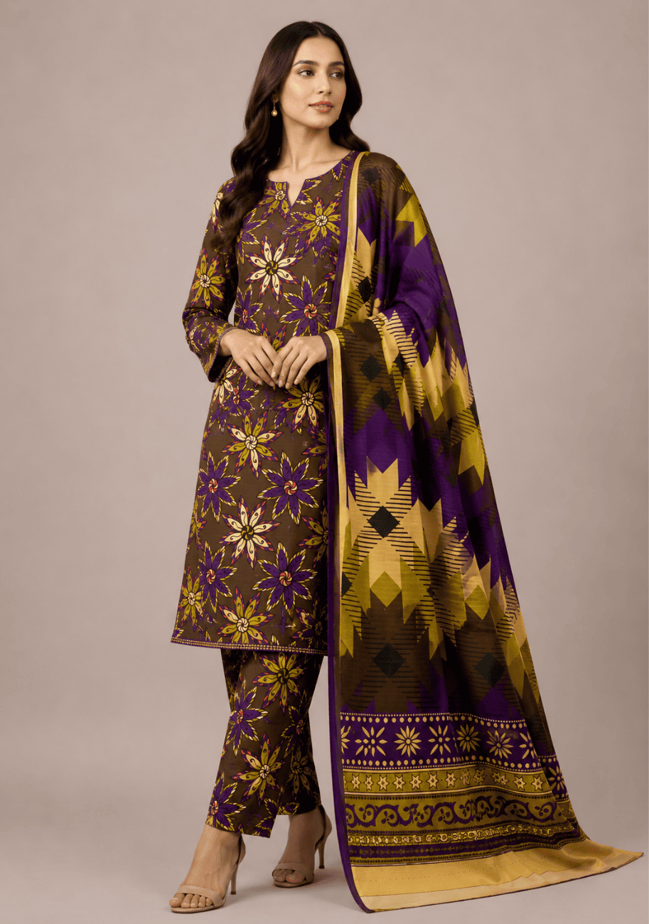 Bin Inam Zee Fashion Doriya Linen Allover 3pc v2-D6