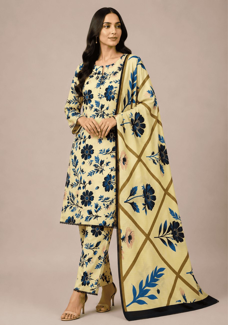 Bin Inam Zee Fashion Doriya Linen Allover 3pc v2-D7