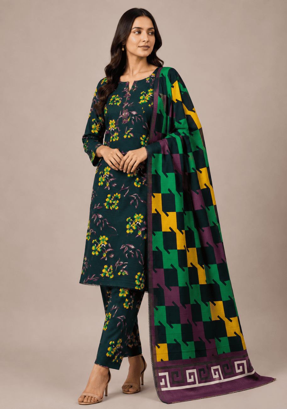Bin Inam Zee Fashion Doriya Linen Allover 3pc v2-D8