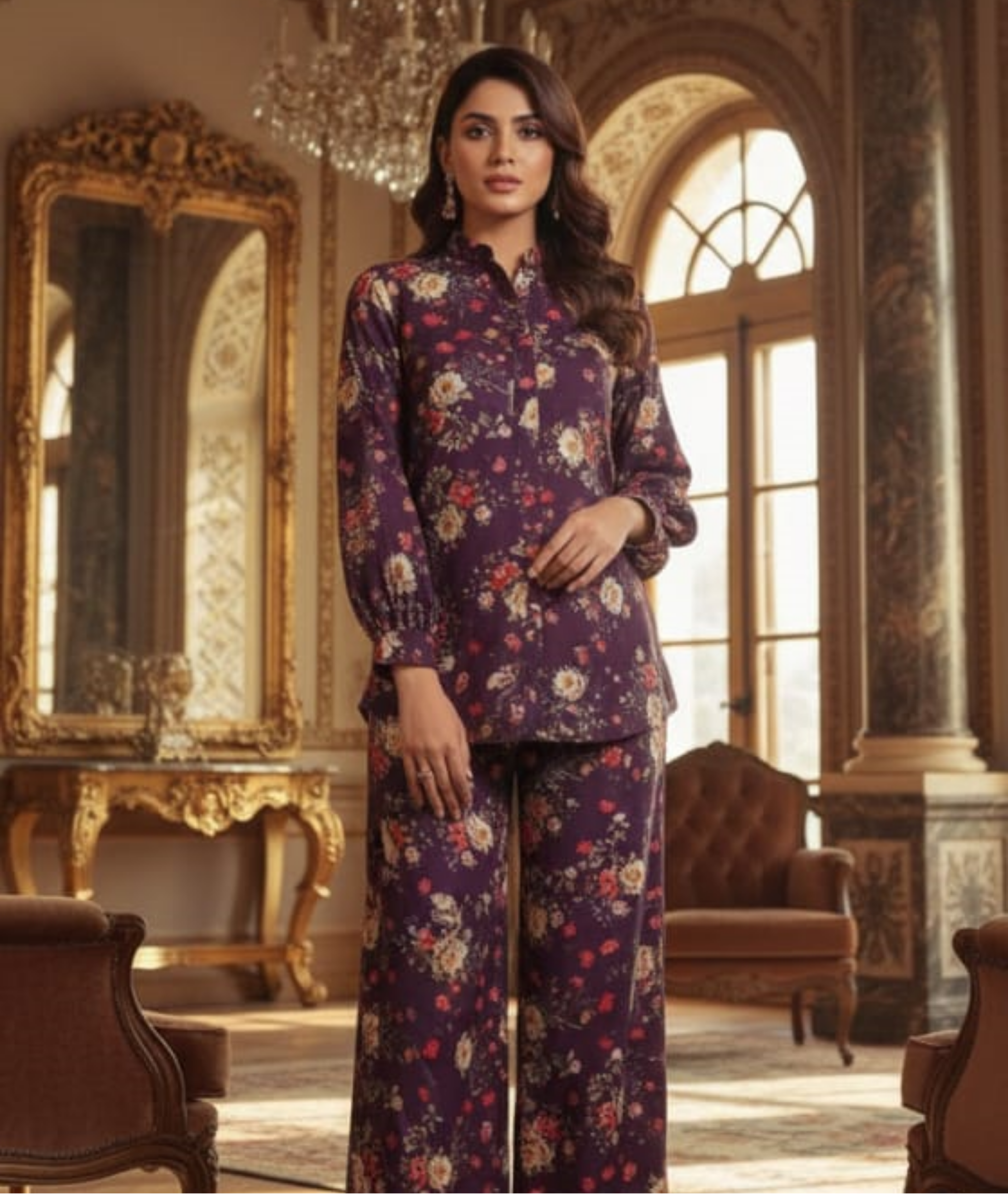 Sabeen Printed Allover Khaddar 2pc D08