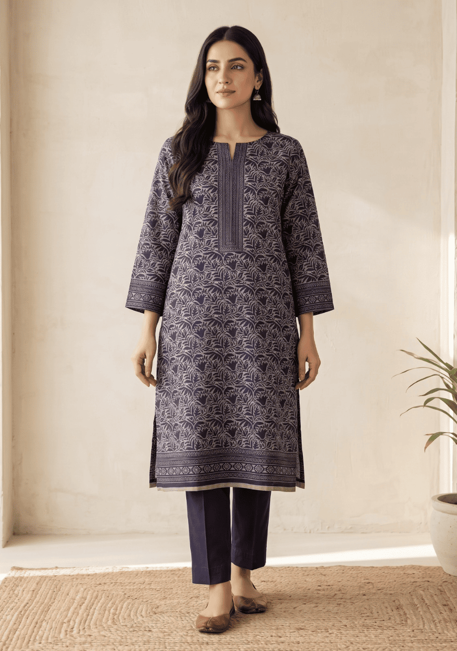 Five Star Printed Velvet Dhanak 2PC Suit V 10 D2
