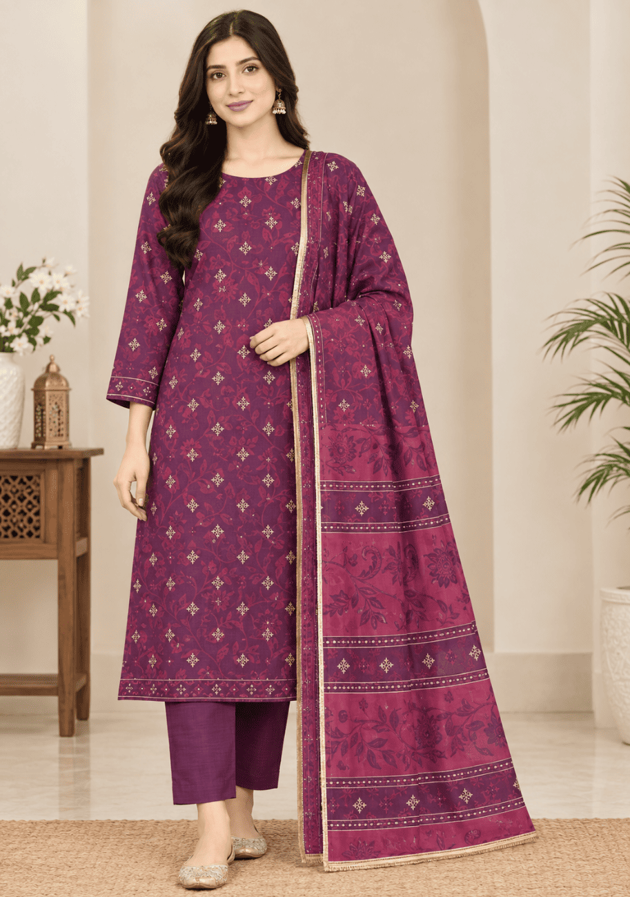 Saya Printed Khaddar 3PC-V1-D11