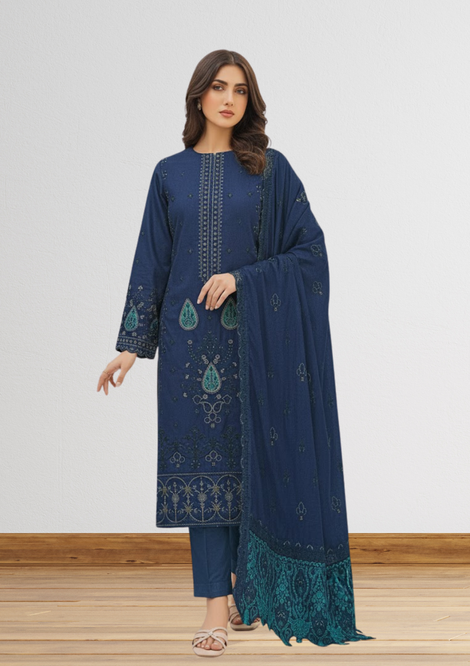 Embellish Fine Wool Embroidered 3pc D3