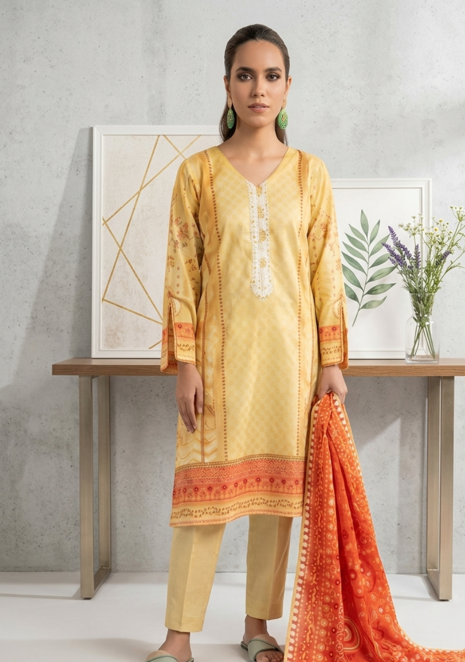 Bin Inam Rangoli Lawn 3pc Vol-2-D1