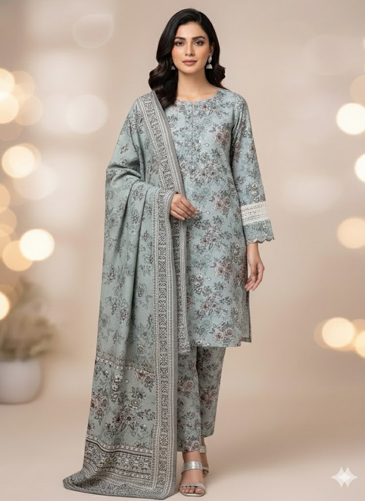 Bin Inam Mother Collection Printed Dhanak 3pc D3
