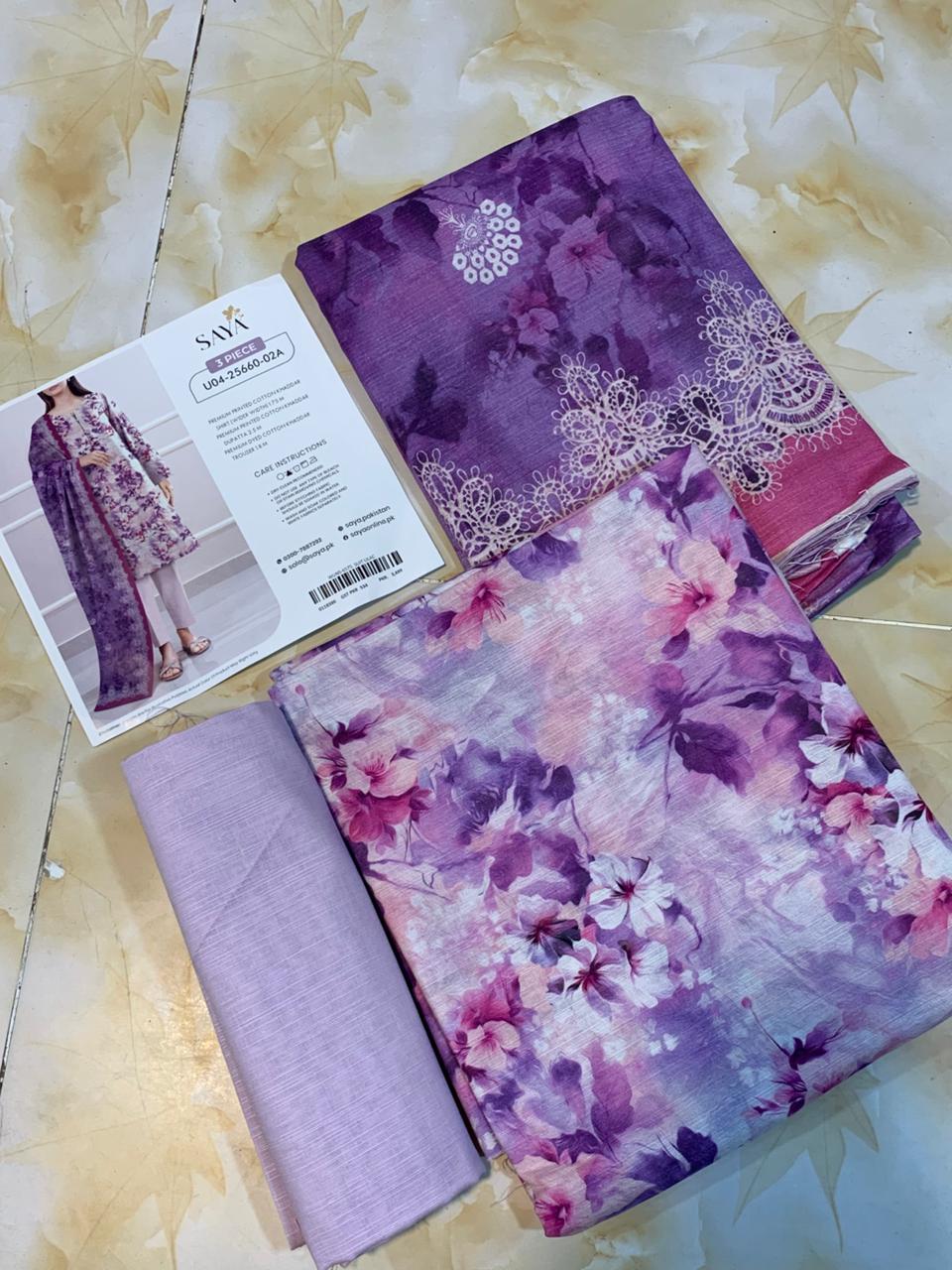 Saya Printed Cotton Khaddar 3pc D3