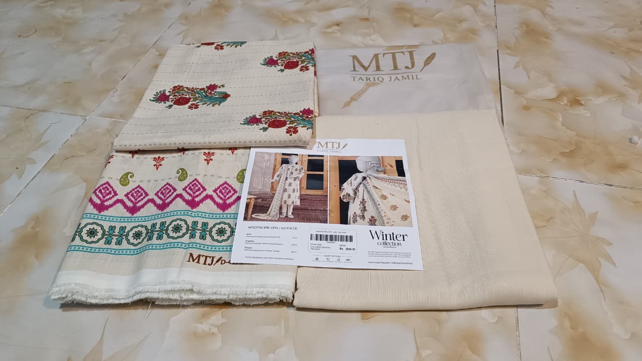 MTJ Luxury Printed Khaddar Viscos 3pc D06