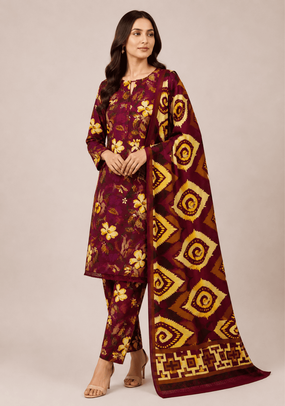 Bin Inam Zee Fashion Doriya Linen Allover 3pc v2-D12