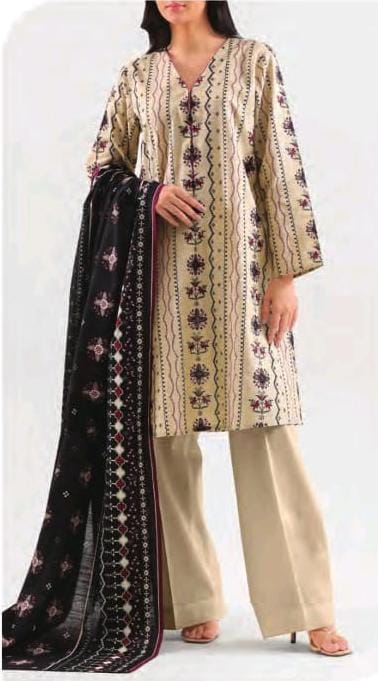 Saya Printed Cotton Khaddar 3pc D14
