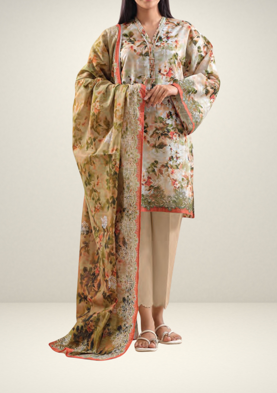 Saya Printed Cotton Khaddar 3pc D4