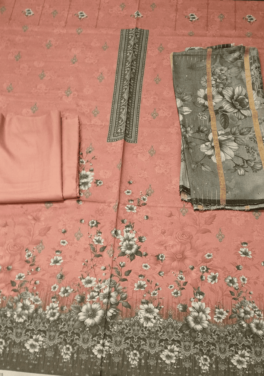 Five Star Printed Velvet Dhanak 3pc V2 D2