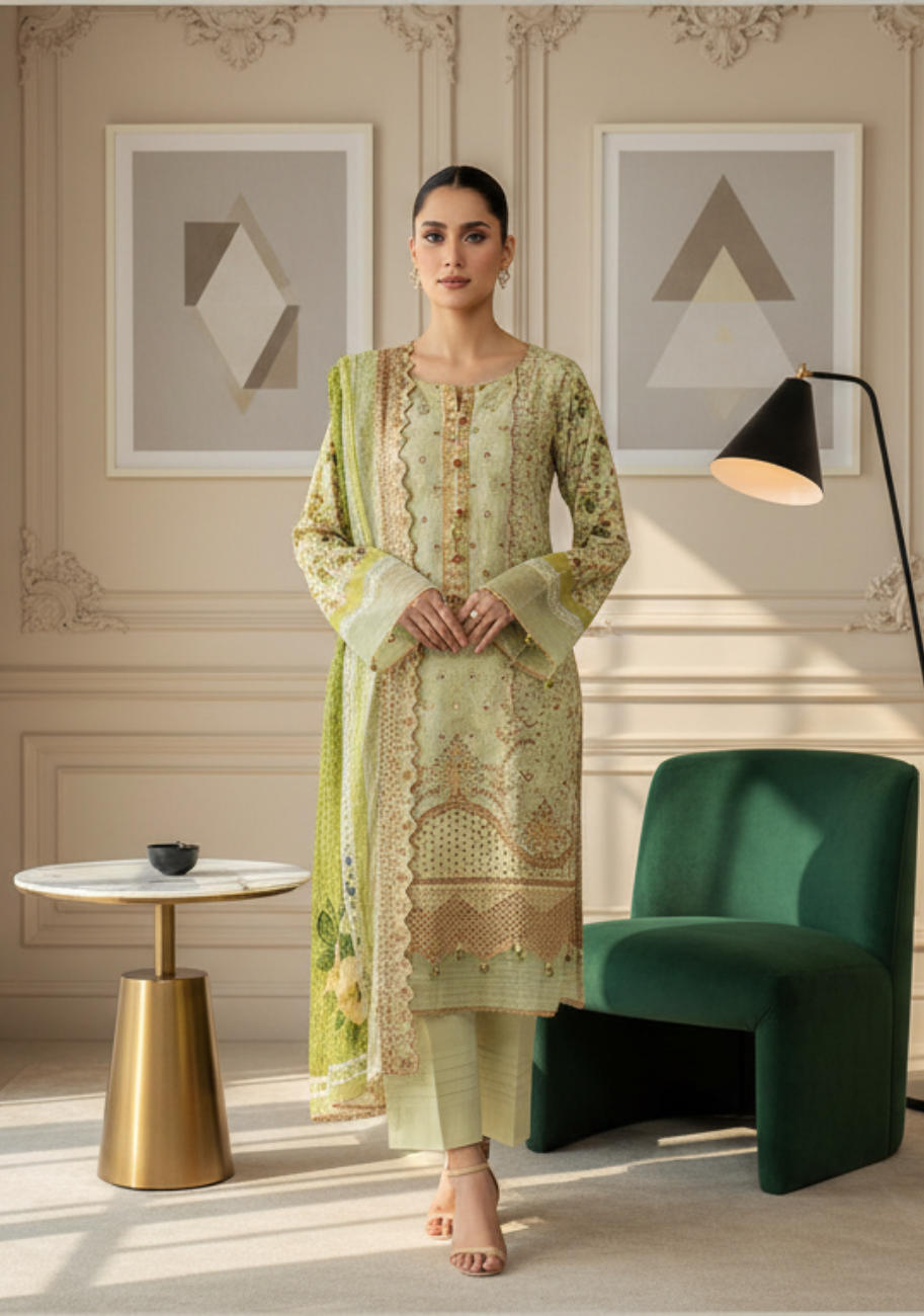 Salina Cutwork Premium Embroidered Lawn 3pc D4