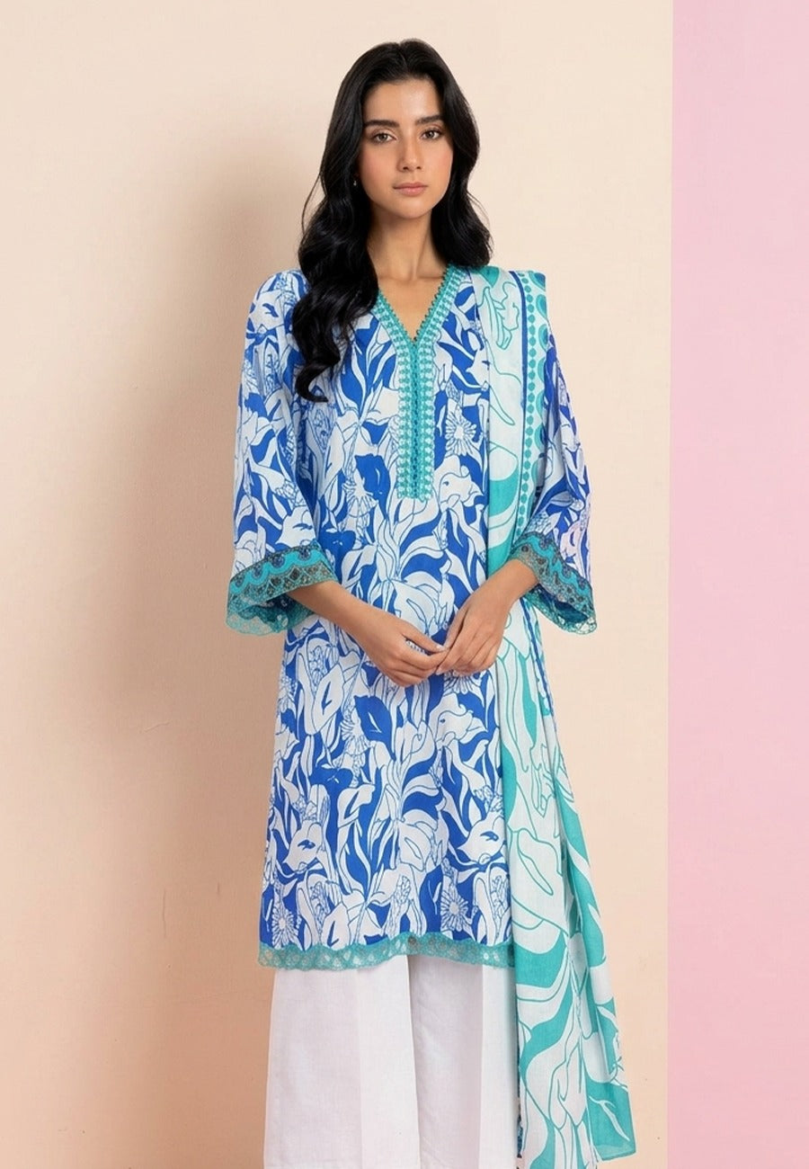 Alkaram Printed Luxury Lawn Shirt & DupattaD4