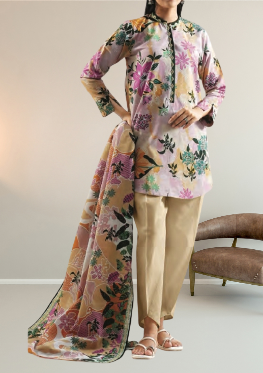 Saya's Printed Khaddar 3pc D4