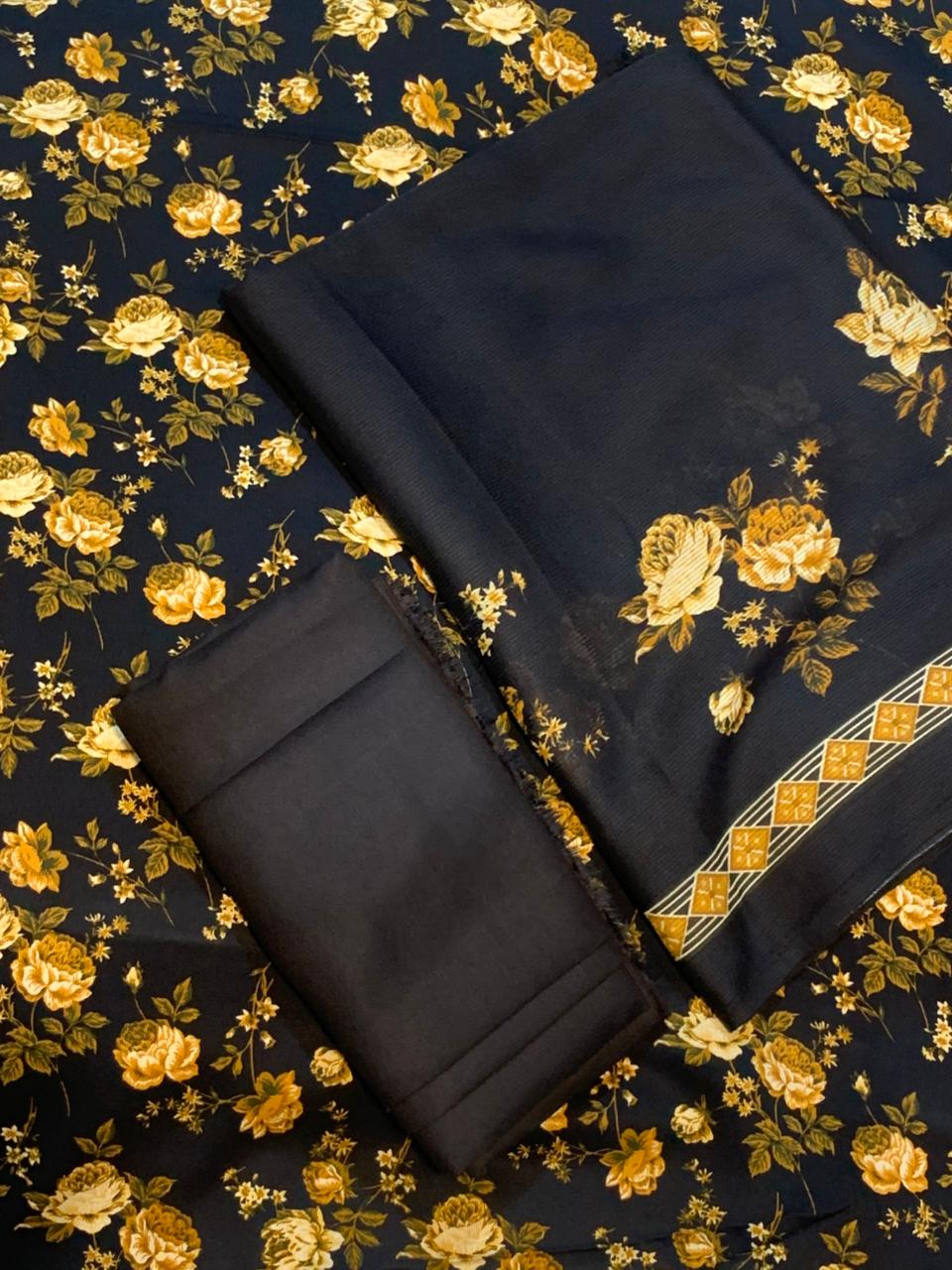 PAshmina Printed Cotray Wool Shawl 3pc D4