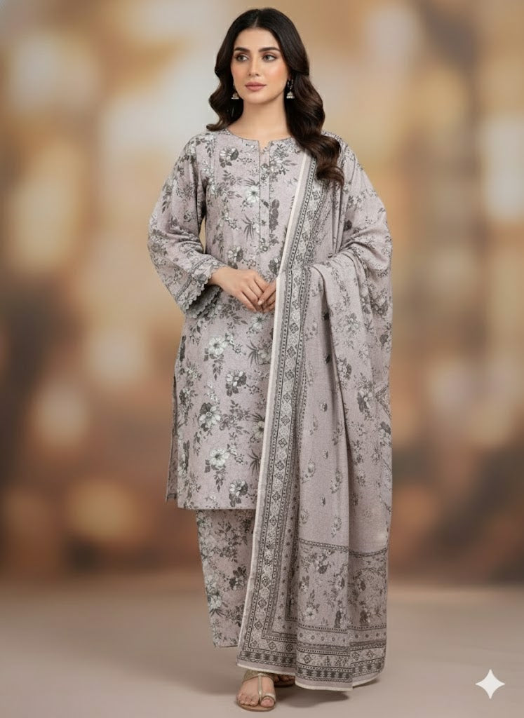 Bin Inam Mother Collection Printed Dhanak 3pc D4