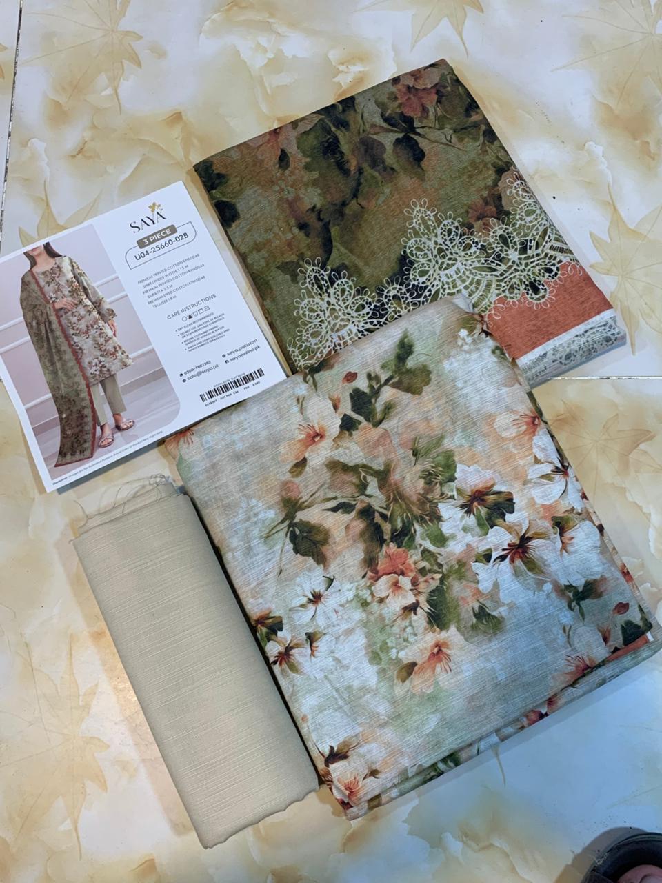 Saya Printed Cotton Khaddar 3pc D4