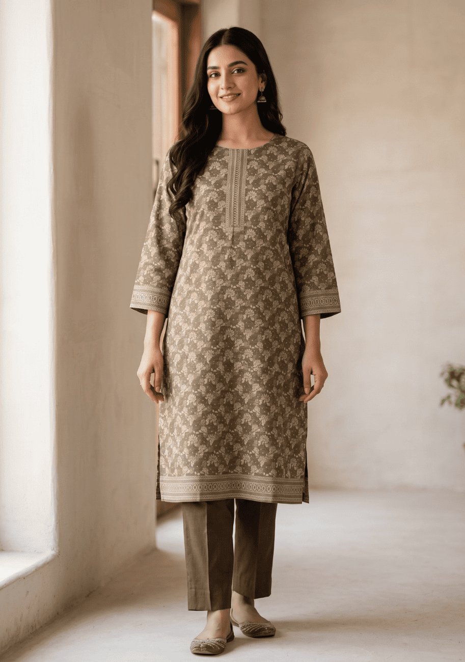 Five Star Printed Velvet Dhanak 2PC Suit V 10 D3