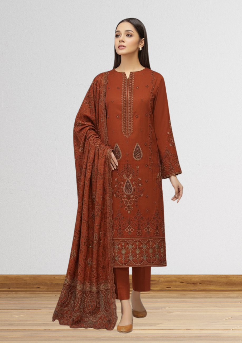 Embellish Fine Wool Embroidered 3pc D5