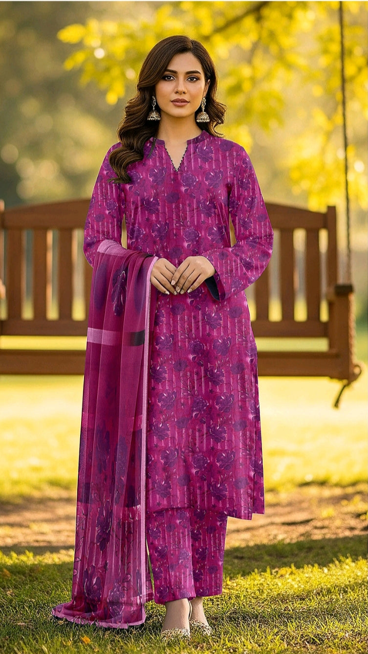 Bin Inam Printed Dhanak 3pc D5