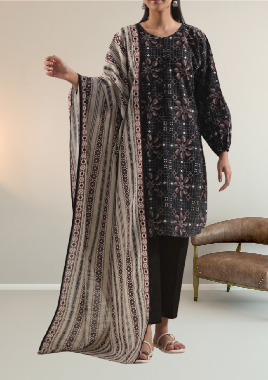 Saya's Printed Khaddar 3pc D5