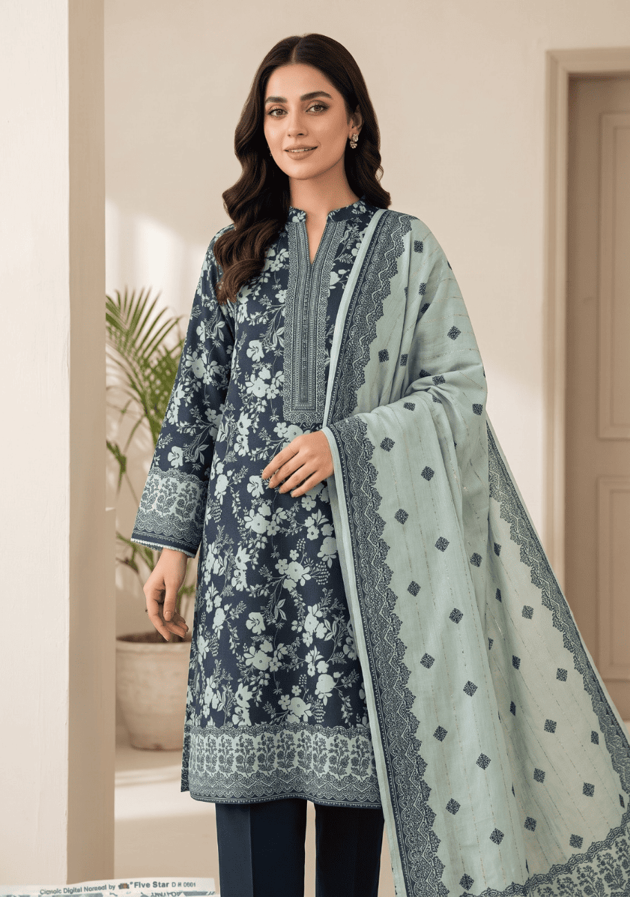 Five Star Luxury Karandi Printed 3PC Suit V5 D3
