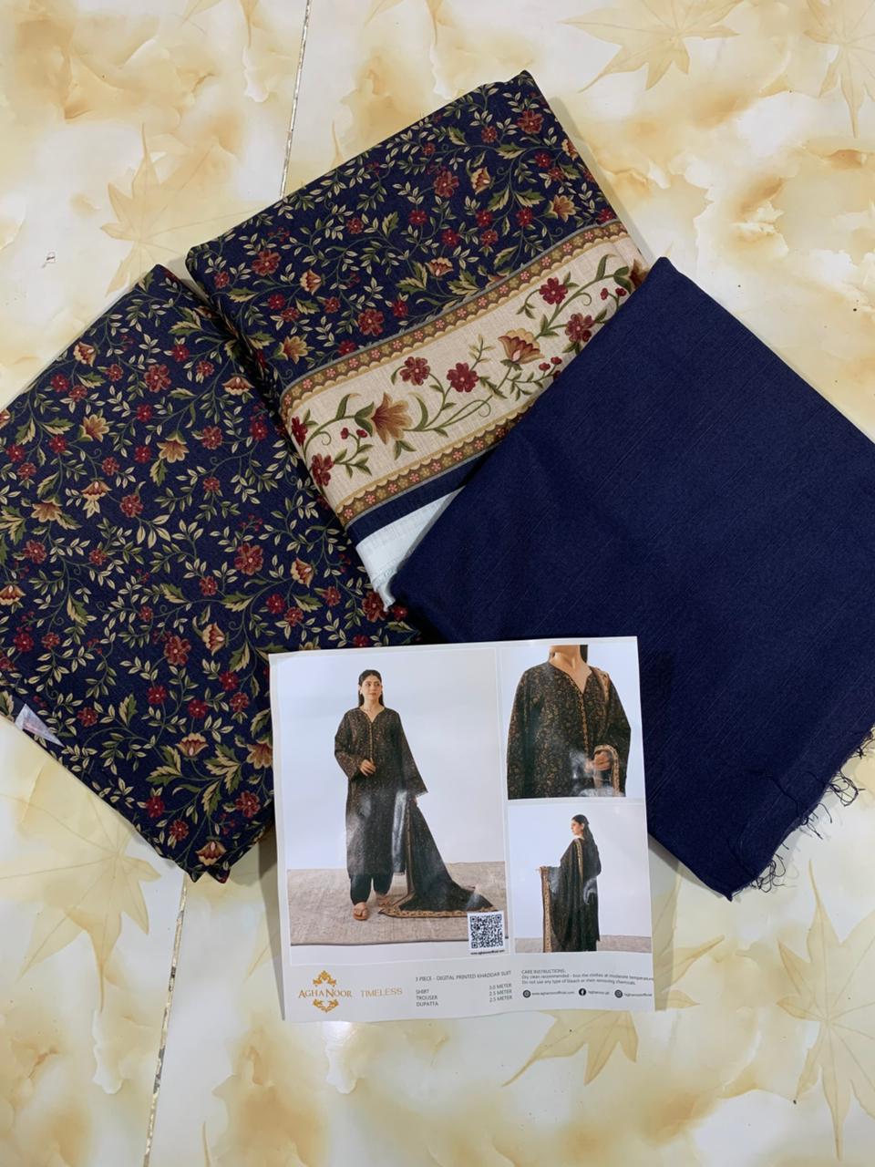 Agha Noor Printed Khaddar 3pc D5