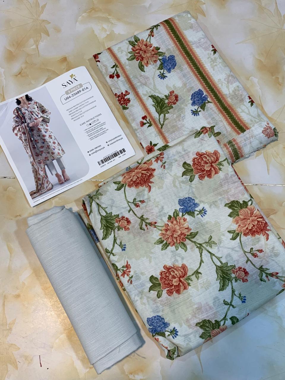 Saya Printed Cotton Khaddar 3pc D5