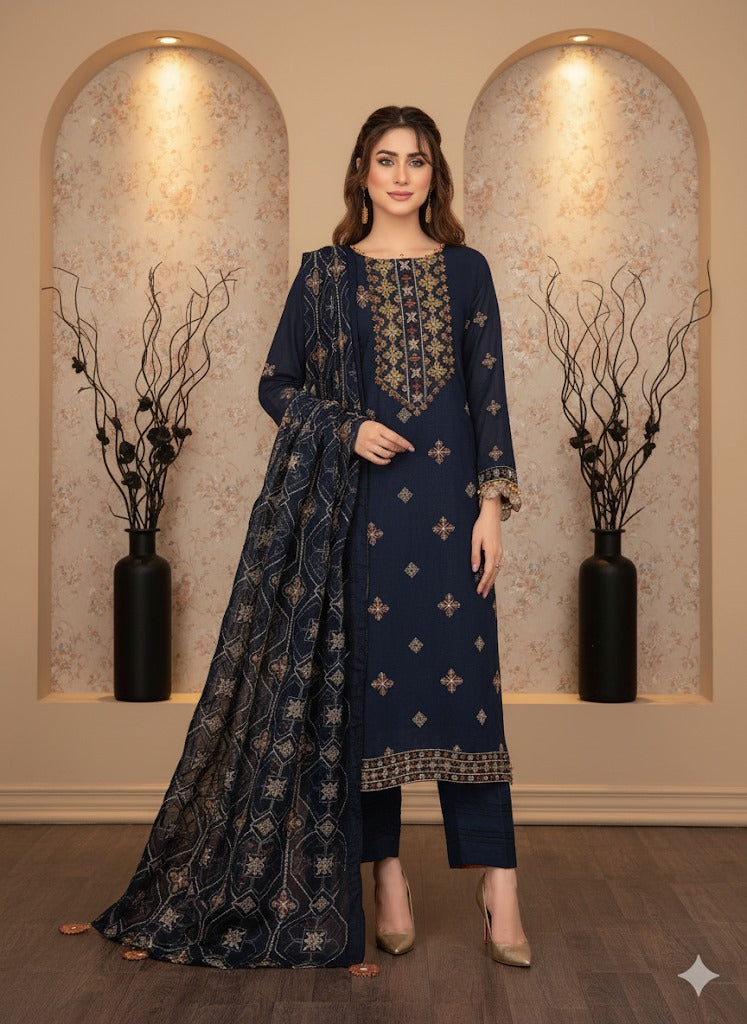 Bin Inam's Fancy Embroidered 3pc D1