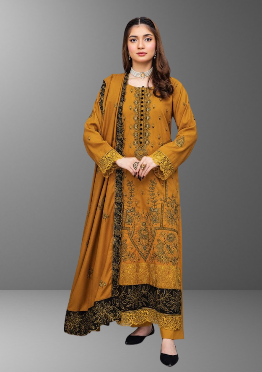 Palwasha Peach Wool Embroidered 3pc D6