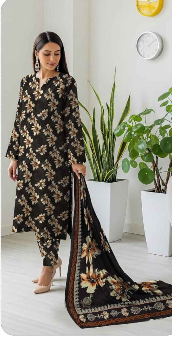 Bin Inam Printed Banadora Linen 3pc D36