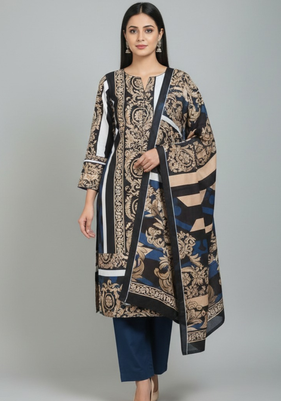 J. Luxury Printed Lawn 3pc Vol-1.D6