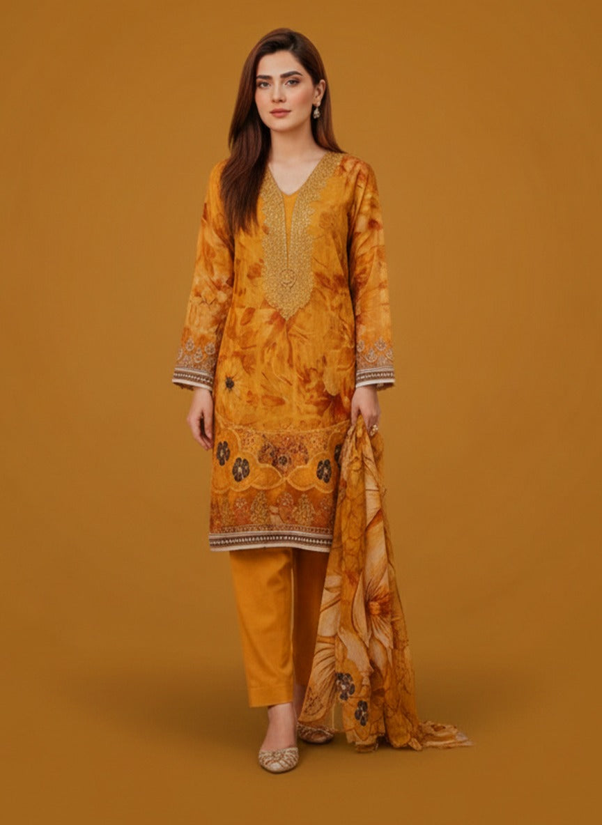 AROSH Embroidered Printed Lawn 3pc Vol-2-D1