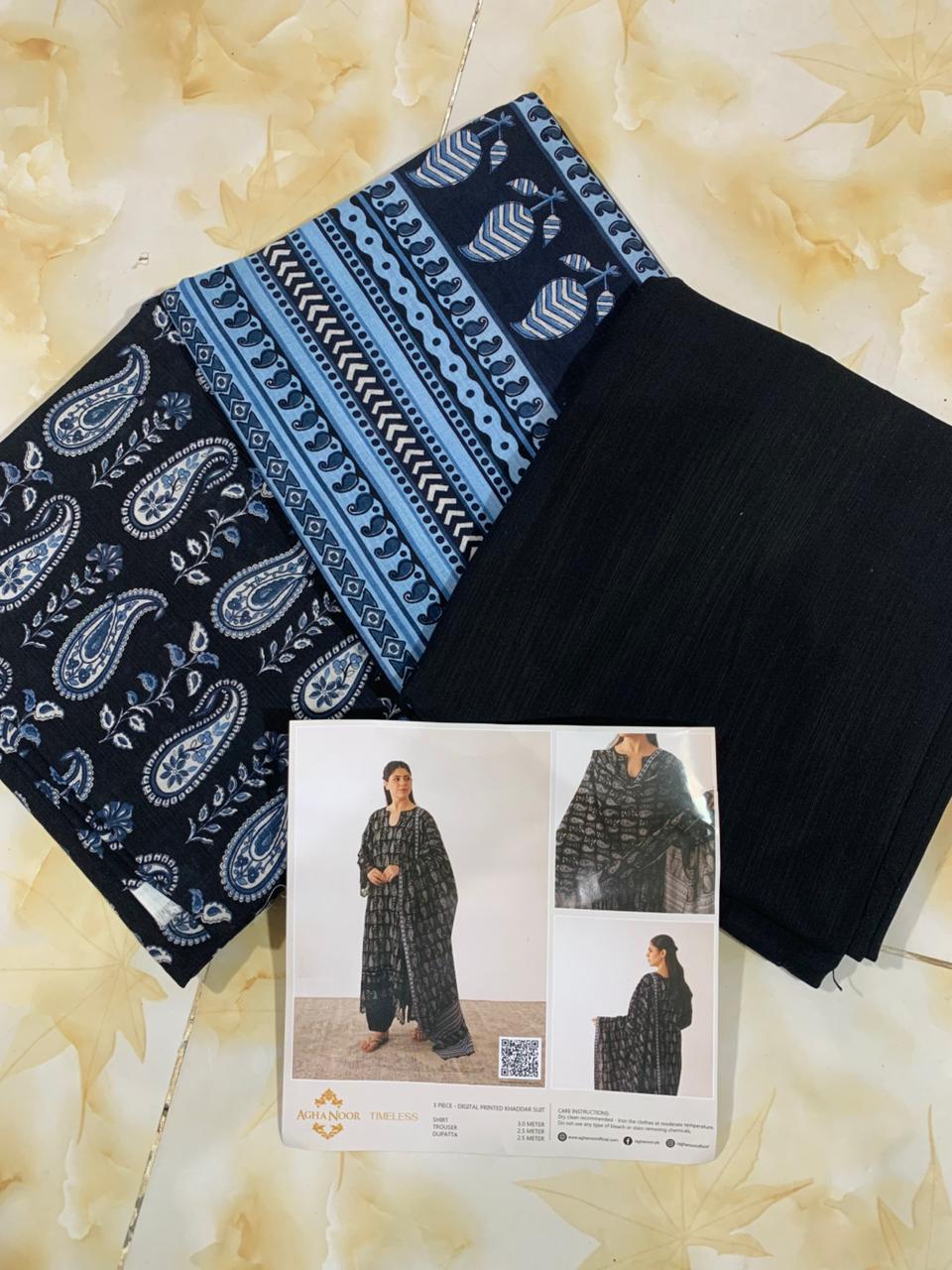 Agha Noor Printed Khaddar 3pc D6