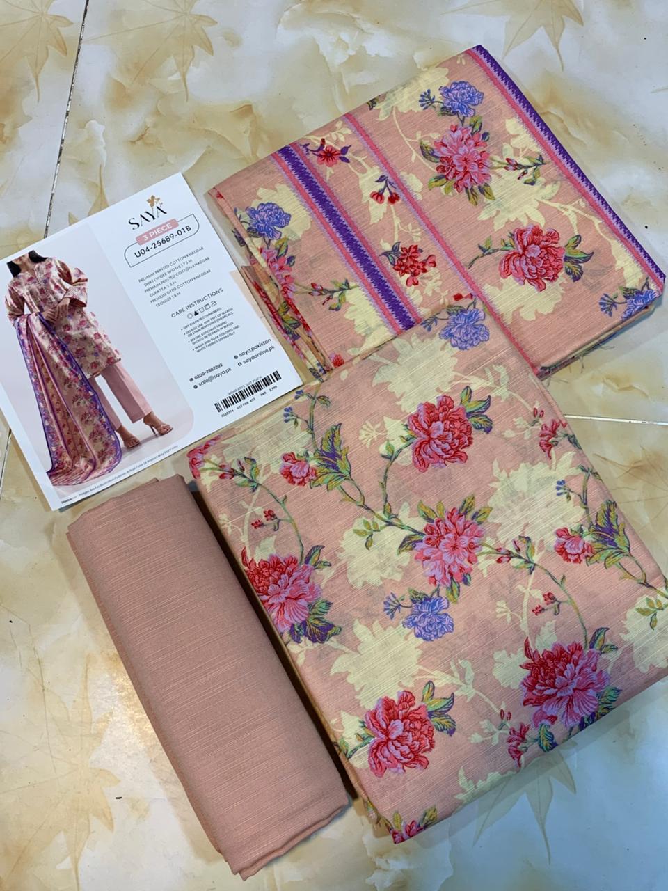 Saya Printed Cotton Khaddar 3pc D6