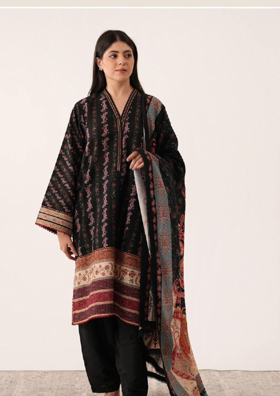 Agha Noor Printed Khaddar 3pc D7