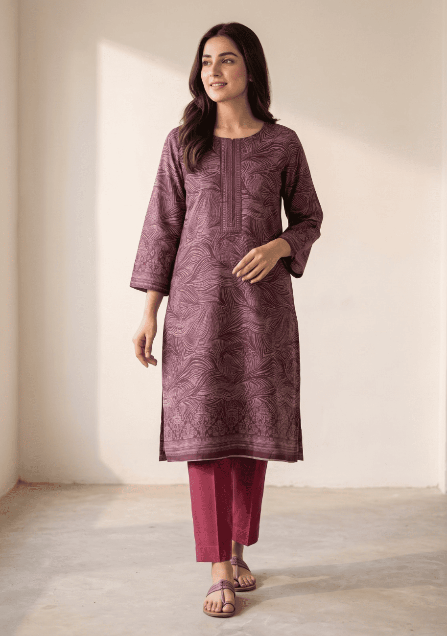 Five Star Printed Velvet Dhanak 2PC Suit V 10 D4