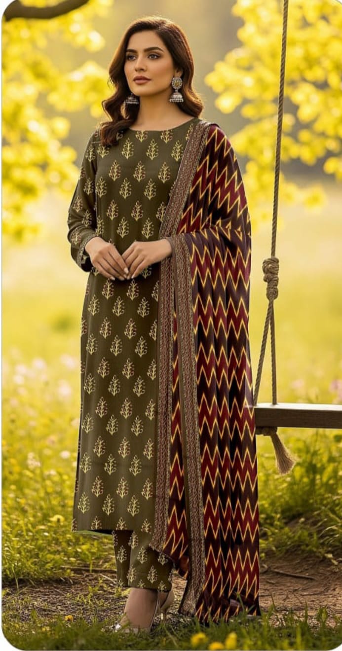 Bin Inam Printed Banadora Linen 3pc D34