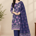 ALKARAM Printed Khaddar 3Pc Suit-V2-D4