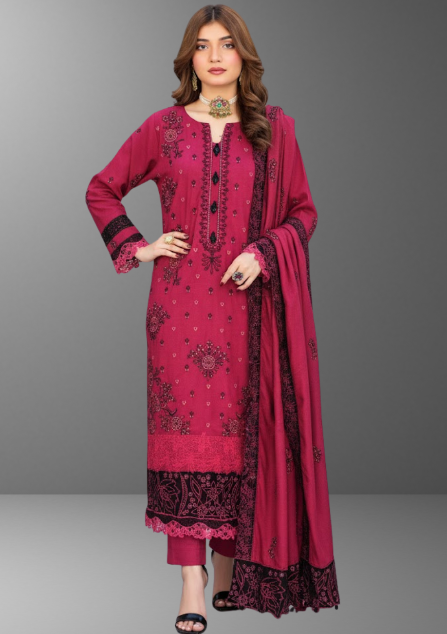 Palwasha Peach Wool Embroidered 3pc D7