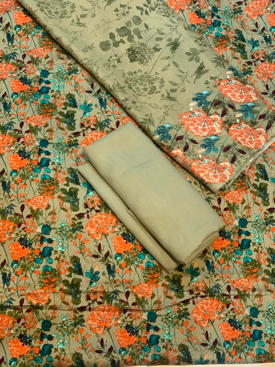 Pashmina Printed Cotray Wool Shawl 3pc D7