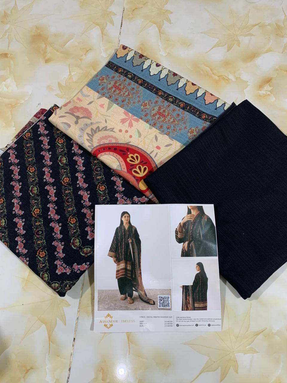 Agha Noor Printed Khaddar 3pc D7